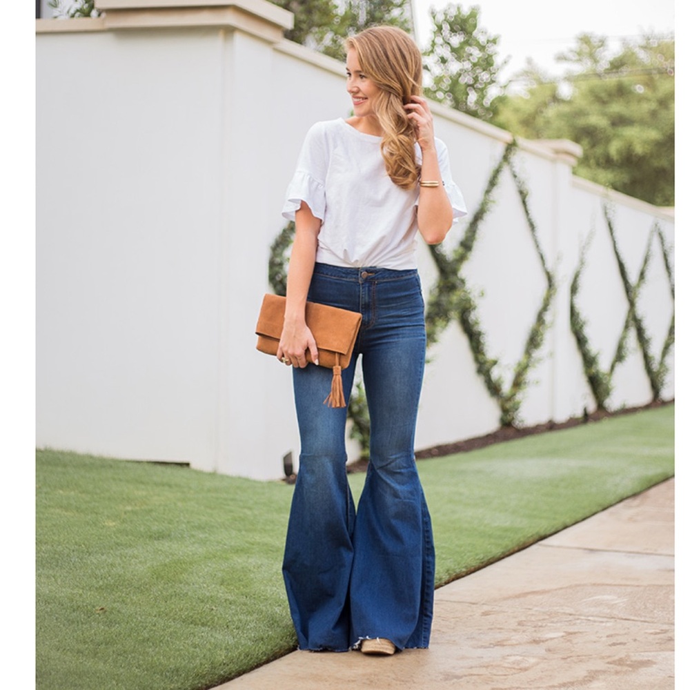 Free People Flared Blue Jeans